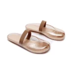 Gold shimmer PVC Mary Jane jelly mules with split toe and open back